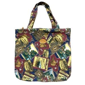 Vintage Equestrian Print Canvas Tote Bag